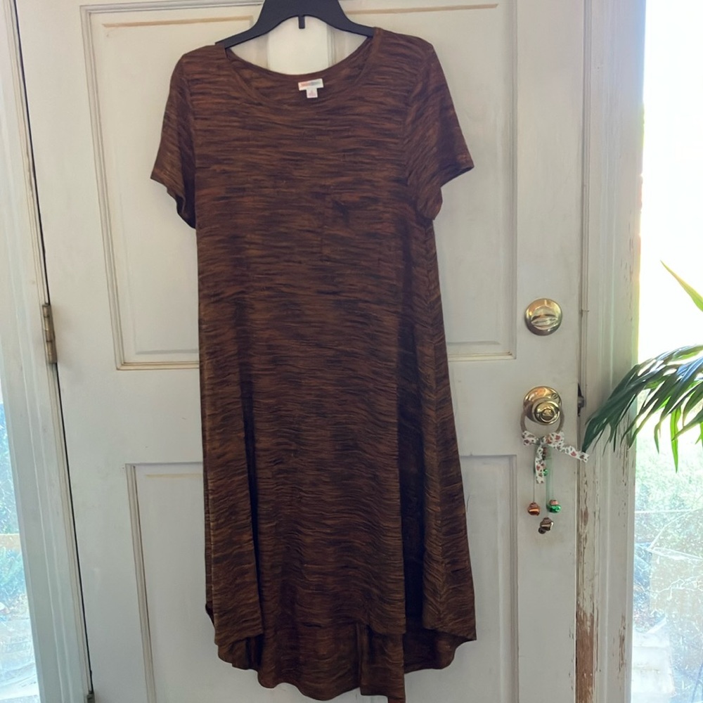 LuLaRoe Brown Tan A-Line High Low Dress